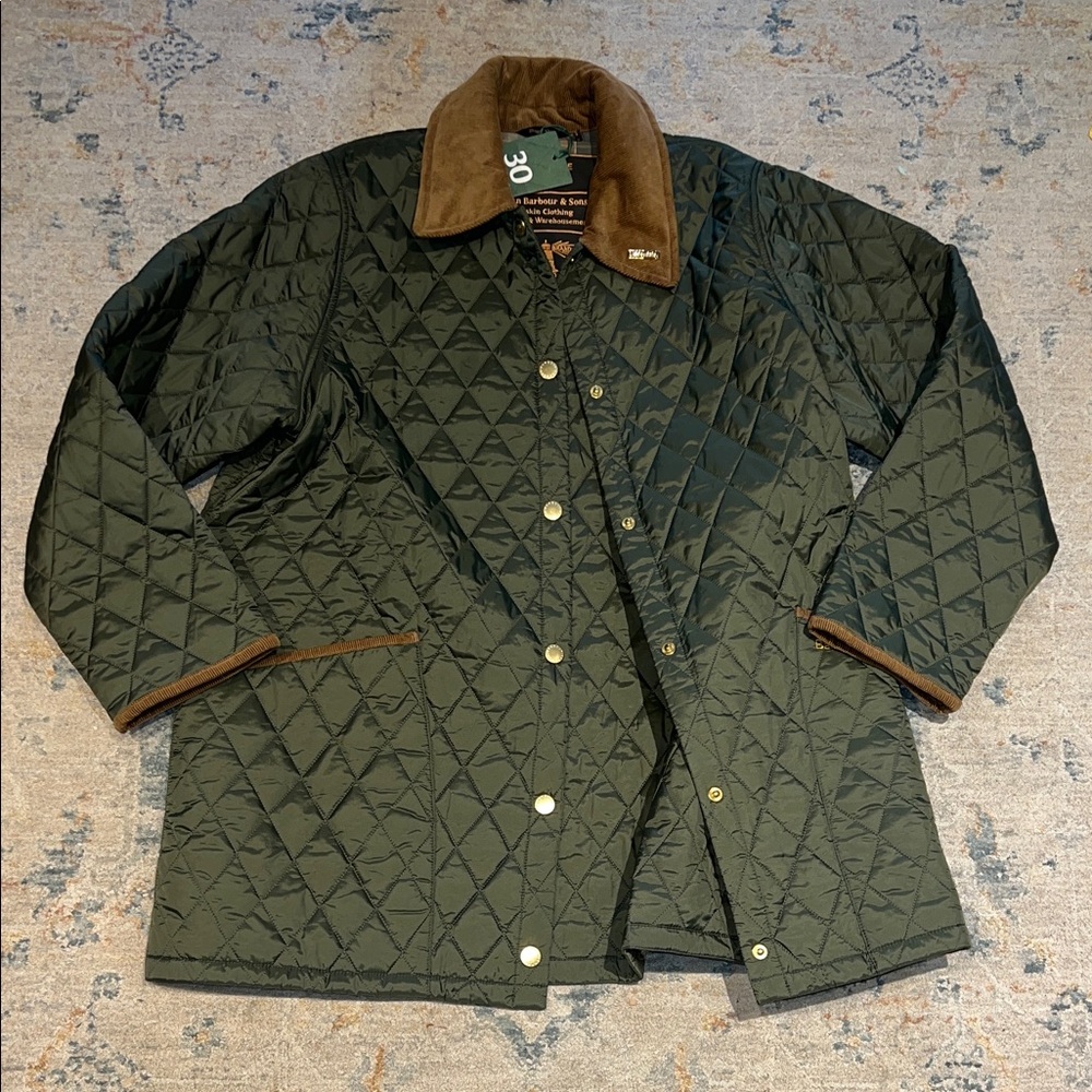 Barbour Quilted Jacket in Green and Brown